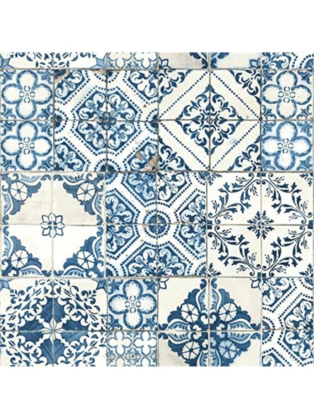 Blue Peel And Stick Wallpaper Mediterranean Tile Removable Vinyl Wall Decor